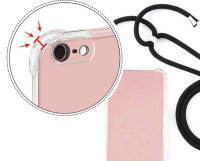 Handyschutz Hülle Case mit Band Kordel Kette Schnur zum Umhängen für OnePlus 1+ OnePlus 8 Pro (6.78”) Schwarz / Silber