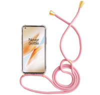 Handyschutz Hülle Case mit Band Kordel Kette Schnur zum Umhängen für OnePlus 1+ OnePlus 8 Pink / Silber
