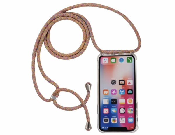 Handycase mit Kordel für iPhone-Modelle iPhone 13 Mini-Rainbow / Silber