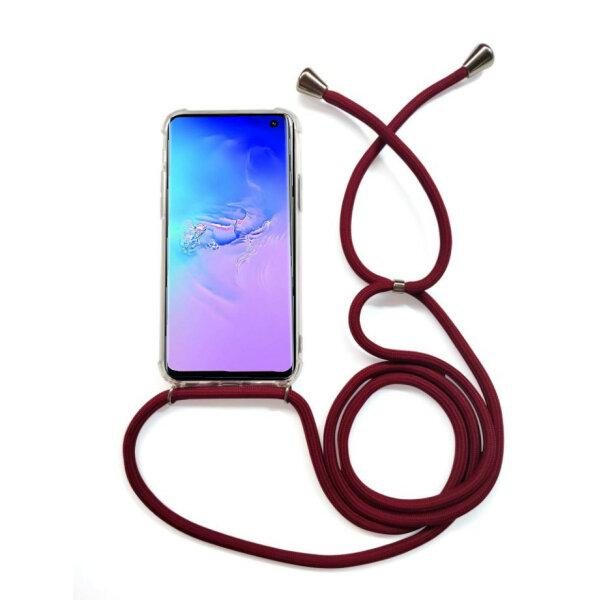 Handycase mit Kordel für Samsung-Modelle Samsung Galaxy A22 4G-Dunkelrot/ Silber