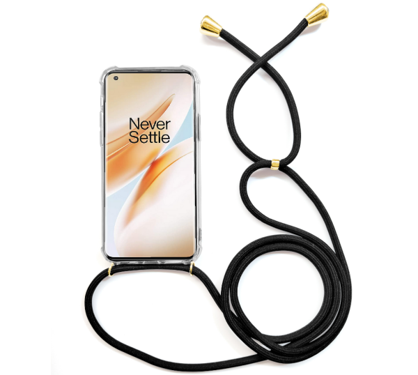 Handyschutz Hülle Case mit Band Kordel Kette Schnur zum Umhängen für OnePlus 1+ OnePlus 10 Pro 5G Schwarz / Gold